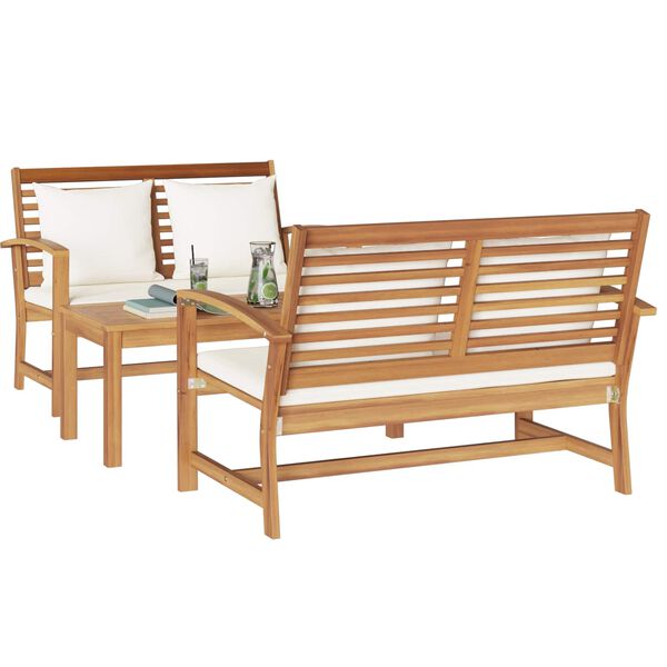 vidaXL Garden Sofa Set 3 pcs Natural Solid Teak Wood