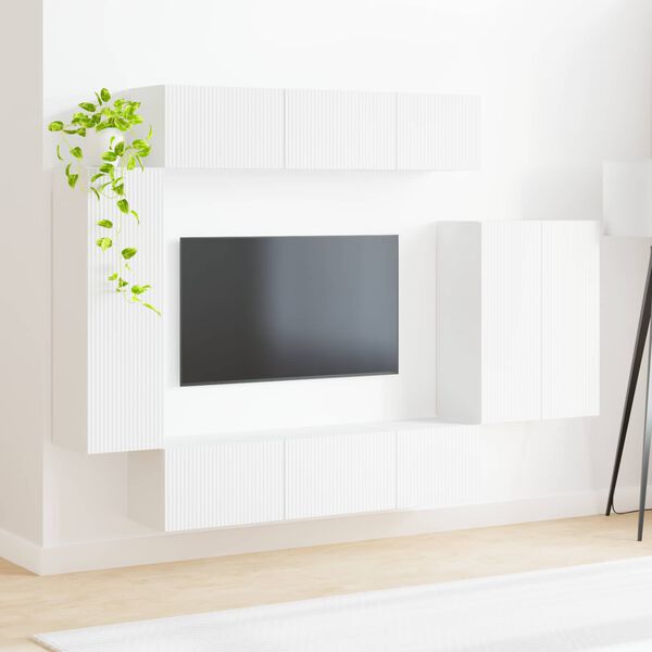 vidaXL TV Wall Cabinet Set Wall-mounted 6 pcs White