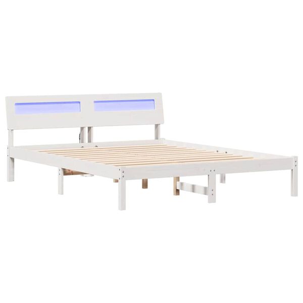 vidaXL Bed Frame with Headboard White 140 x 200 cm Solid Pine Wood