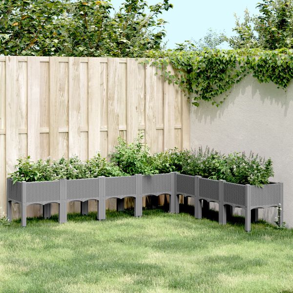 vidaXL Garden Planter with Legs Light Grey 200x160x42 cm PP