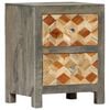 vidaXL Bedside Cabinet | Grey and brown | Solid mango wood, MDF | 40x30x50cm