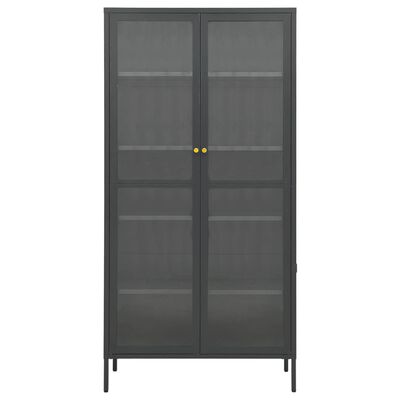vidaXL Display Cabinet Anthracite 90x40x180 cm Steel and Tempered Glass