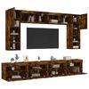 vidaXL 8 Piece TV Wall Cabinet Set with LED Lights Smoked Oak