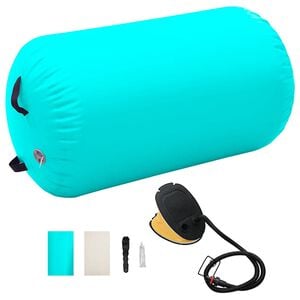 vidaXL Inflatable Gymnastic Roll with Pump 100x60 cm PVC Green