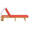 vidaXL Sun Lounger Reclining with Cushion Red Solid Acacia Wood