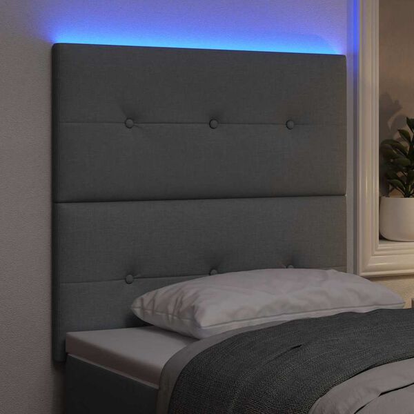 vidaXL LED Headboard with LED Strip Lights Light Grey 100 cm Polyester