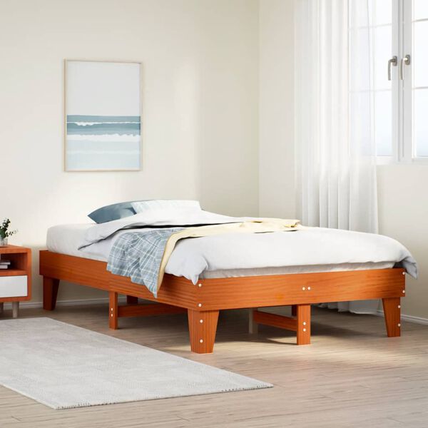 vidaXL Bed Frame without Mattress Wax Brown 120x200 cm Solid Wood Pine