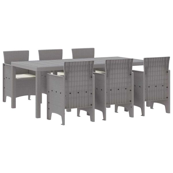 vidaXL Garden Dining Set 7 pcs Light Grey Polt rattan