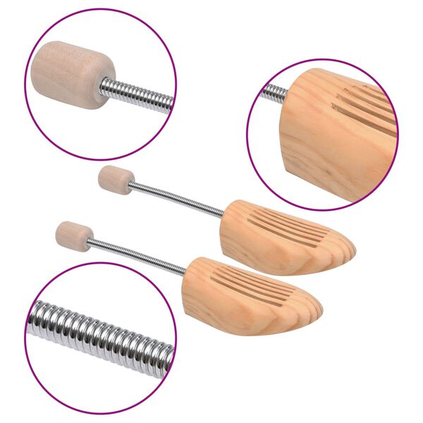 vidaXL Shoe Trees 10 Pairs Size 46-48 Solid Pine Wood