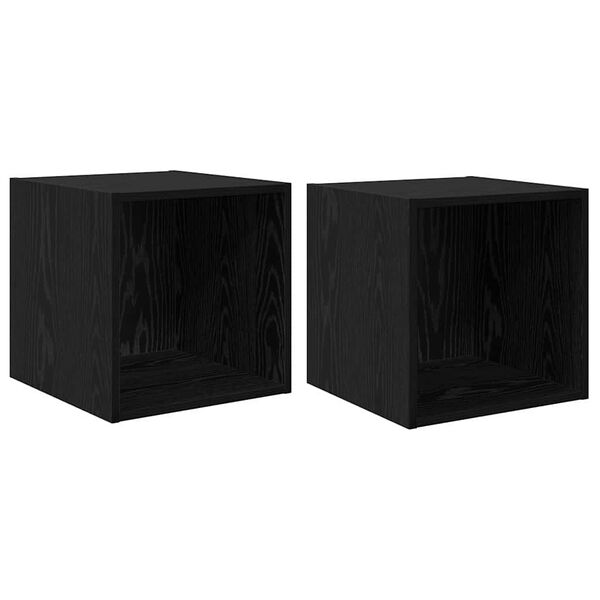 vidaXL Wall Cabinet 2 pcs Black Oak 37 x 37 x 37 cm Engineered Wood