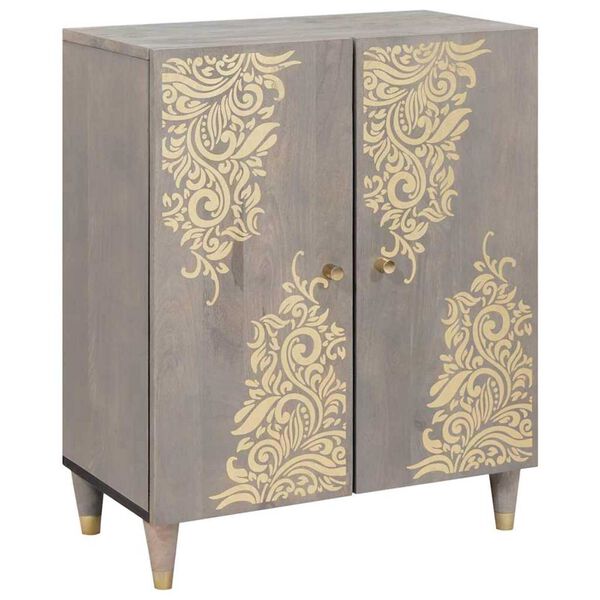 vidaXL Sideboard Grey and Gold 60 x 33 x 75 cm Solid Mango Wood