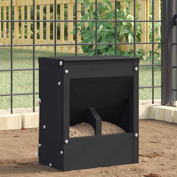vidaXL Rabbit Feeder Black 20 x 12.5 x 25 cm Cold-Rolled Steel
