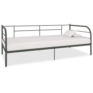 vidaXL DayBed Frame without Mattress Grey Metal 90x200 cm
