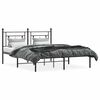 vidaXL Metal Bed Frame without Mattress with Headboard Black 150x200cm