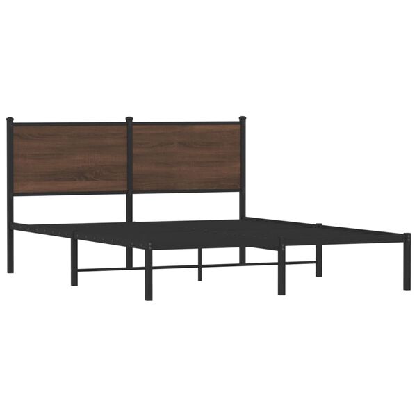 vidaXL Metal Bed Frame without Mattress Brown Oak 140x190 cm