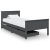 vidaXL Bed Frame without Mattress Dark Grey Solid Wood Pine 100x200 cm