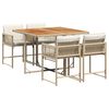 vidaXL 5 Piece Garden Dining Set with Cushions Beige Poly Rattan