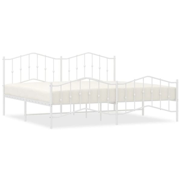 vidaXL Metal Bed Frame without Mattress with Footboard&nbsp;White 200x200cm