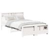vidaXL Bed Frame with Shelf White 140 x 190 cm Solid Pine Wood