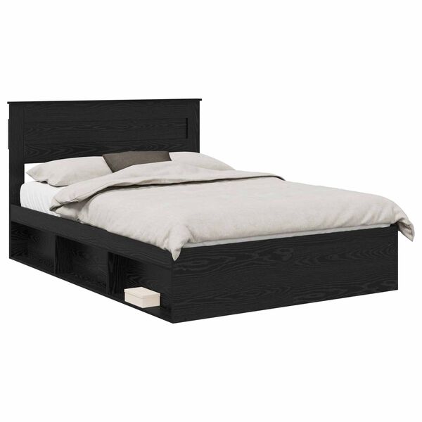 vidaXL Bed Frame with Mattress Black 140 x 200 cm Solid Pine Wood