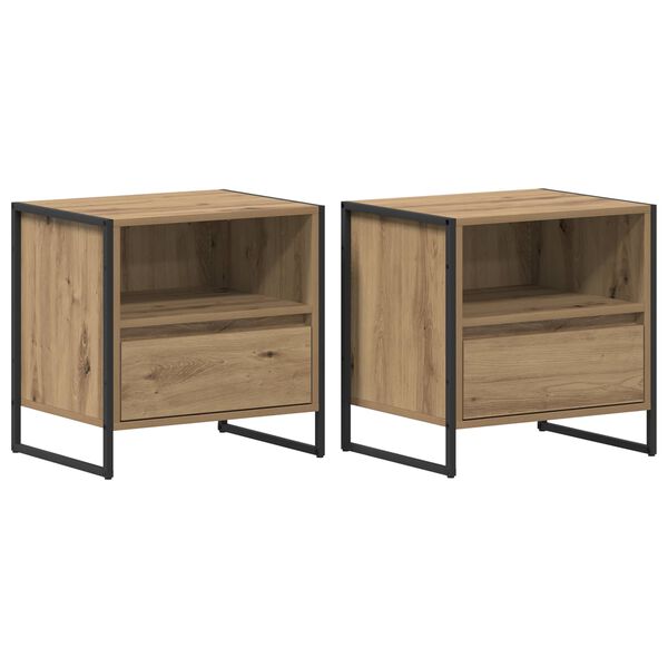 vidaXL Bedside Table with Drawer 2 pcs Artisian Oak 50 x 39.5 x 50 cm