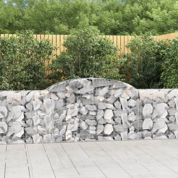 vidaXL Arched Gabion Baskets 15 pcs 300x30x80/100 cm Galvanised Iron