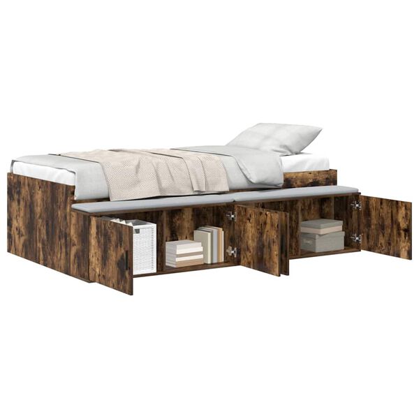vidaXL Bed Frame with Drawer Smoked Oak 70 x 190 cm Engineered Wood