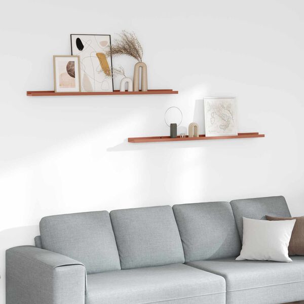 vidaXL Wall Shelf with Shelf 2 pcs Red 115 x 9 x 3 cm Engineered Wood