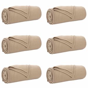 vidaXL Throw Blankets 6 pcs Camel 240 x 220 cm 4.28 kg Fleece