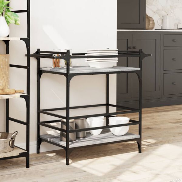 vidaXL Kitchen Trolley Grey Sonoma 82x40x78.5 cm Engineered Wood
