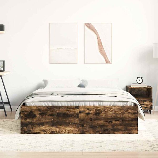 vidaXL Bed Frame without Mattress Smoked Oak 160x200 cm
