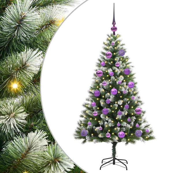 vidaXL Artificial Hinged Christmas Tree with Flocked Snow 120 cm