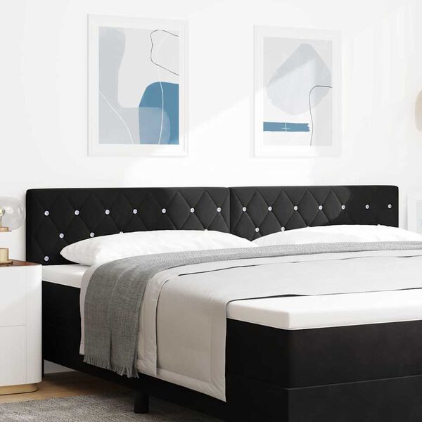 vidaXL Headboard with Headboard Black 200 cm Faux Leather