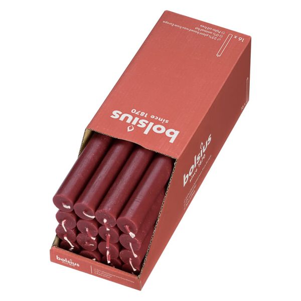Bolsius Table Candles Shine 16 pcs 27 cm Velvet Red