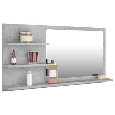 vidaXL Bathroom Mirror Concrete Grey 90x10.5x45 cm Engineered Wood