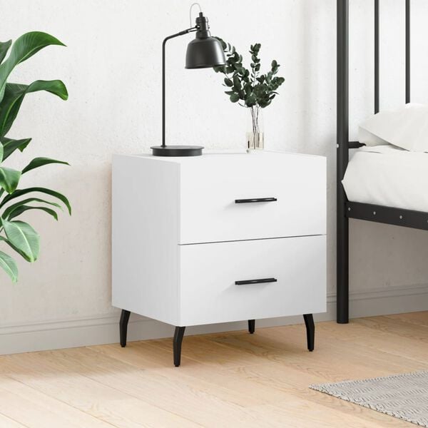 vidaXL Bedside Cabinet White 40x35x47.5 cm Engineered Wood