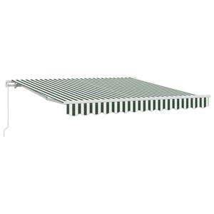 vidaXL Retractable Awning Manual Green and White 350 x 250 cm