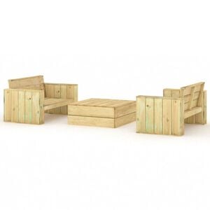 vidaXL 3 Piece Garden Lounge Set Impregnated Solid Wood Pine