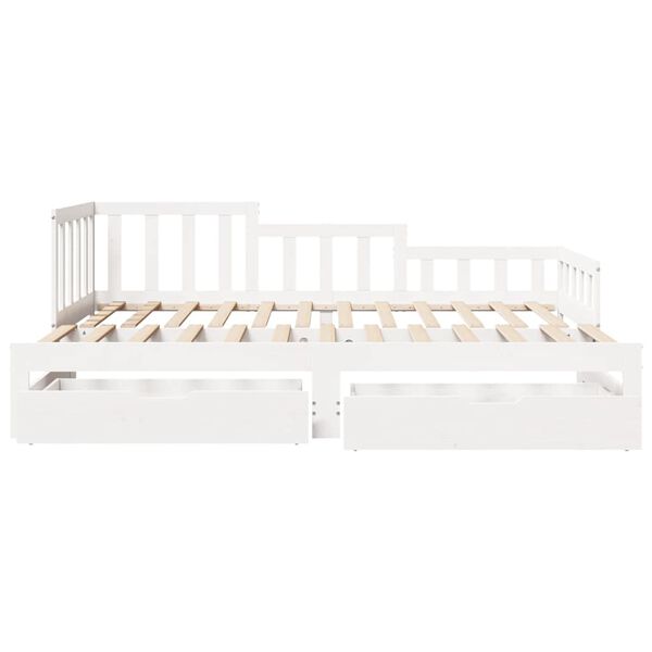vidaXL Daybed with Trundle and Drawers without Mattress White 90x190 cm Single