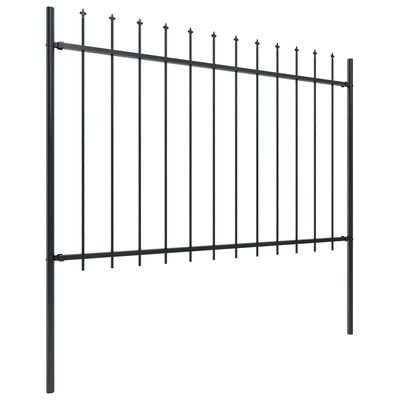 vidaXL Garden Fence with Spear Top Steel 6.8x1.2 m Black