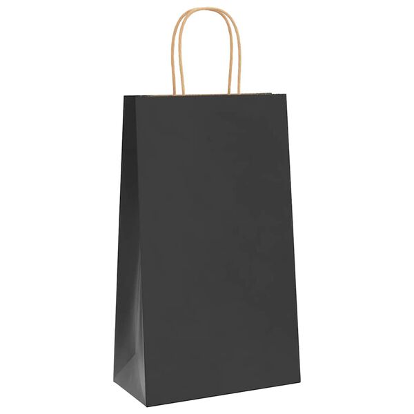 vidaXL Paper Bags 50 pcs with Handles Black 21x11x36 cm