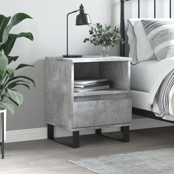 vidaXL Bedside Cabinet Concrete Grey 40x35x50 cm Engineered Wood