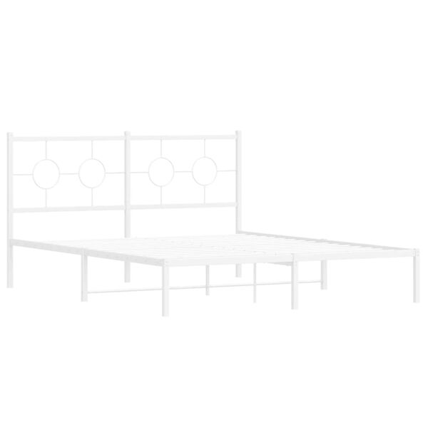 vidaXL Metal Bed Frame without Mattress with Headboard White 150x200cm