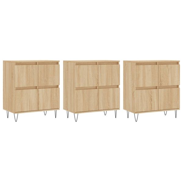 vidaXL Sideboards 3 pcs Sonoma Oak Engineered Wood