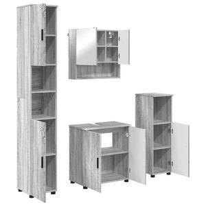 vidaXL Bathroom Furniture Set 4 pcs Grey sonoma Engineered wood