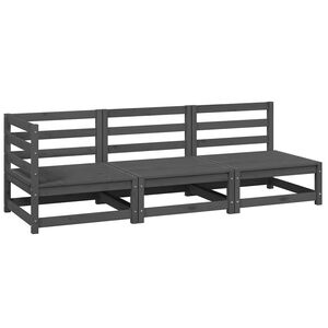 vidaXL 3 Piece Garden Lounge Set Grey Solid Wood Pine