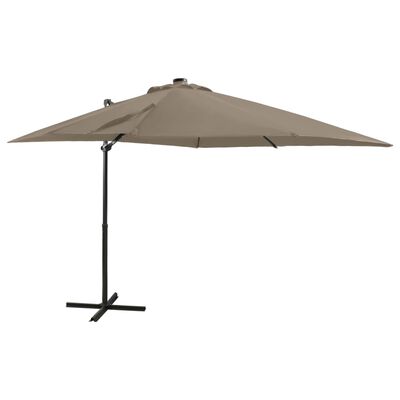 vidaXL Cantilever Umbrella with Pole and LED Lights Taupe 250 cm