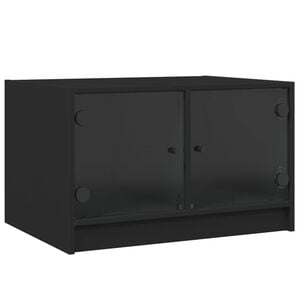 vidaXL Coffee Table with Glass Doors Black 68x50x42 cm