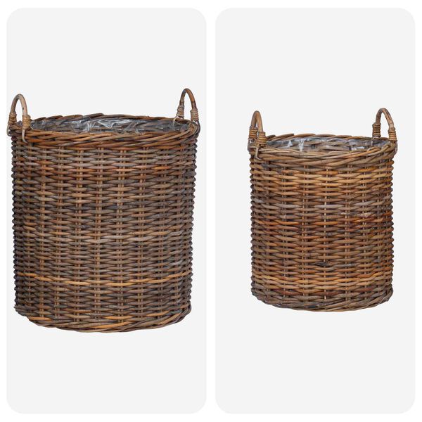 vidaXL Planter Basket with Storage 2 pcs Brown Lacak Rattan