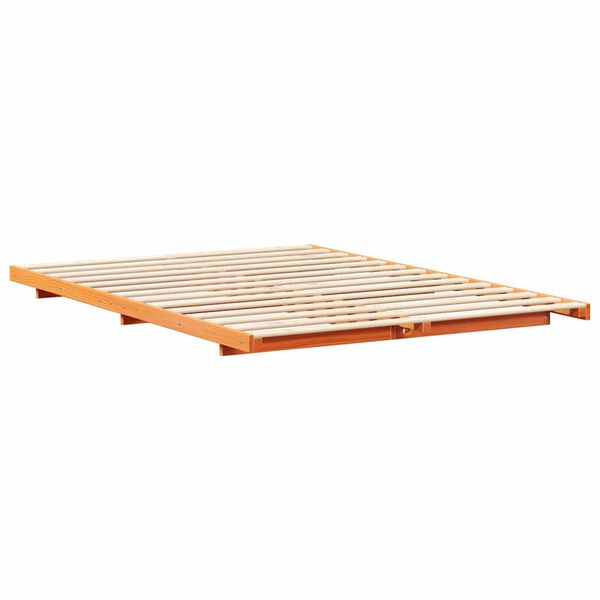 vidaXL Floor Bed Frame Wax brown 160 x 200 cm Solid pine wood